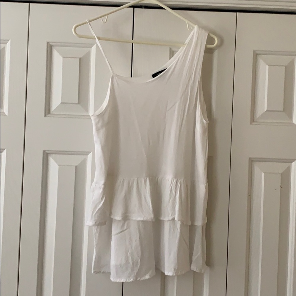 White, one shoulder blouse!